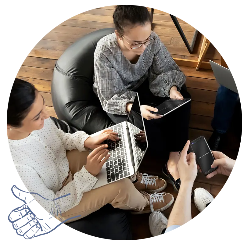 A group of people learning to use AI in a teamwork setting